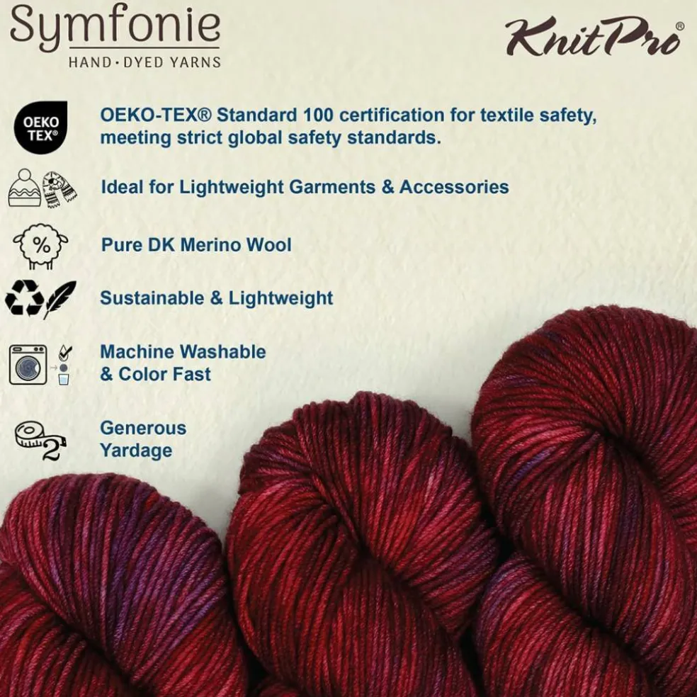 KnitPro Symfonie Premium Hand Dyed Yarn Merino Wool & Silk Blend| Luna