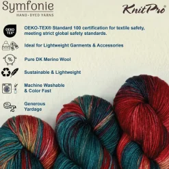 KnitPro Symfonie Premium Hand Dyed Yarn Merino Wool & Silk Blend| Luna