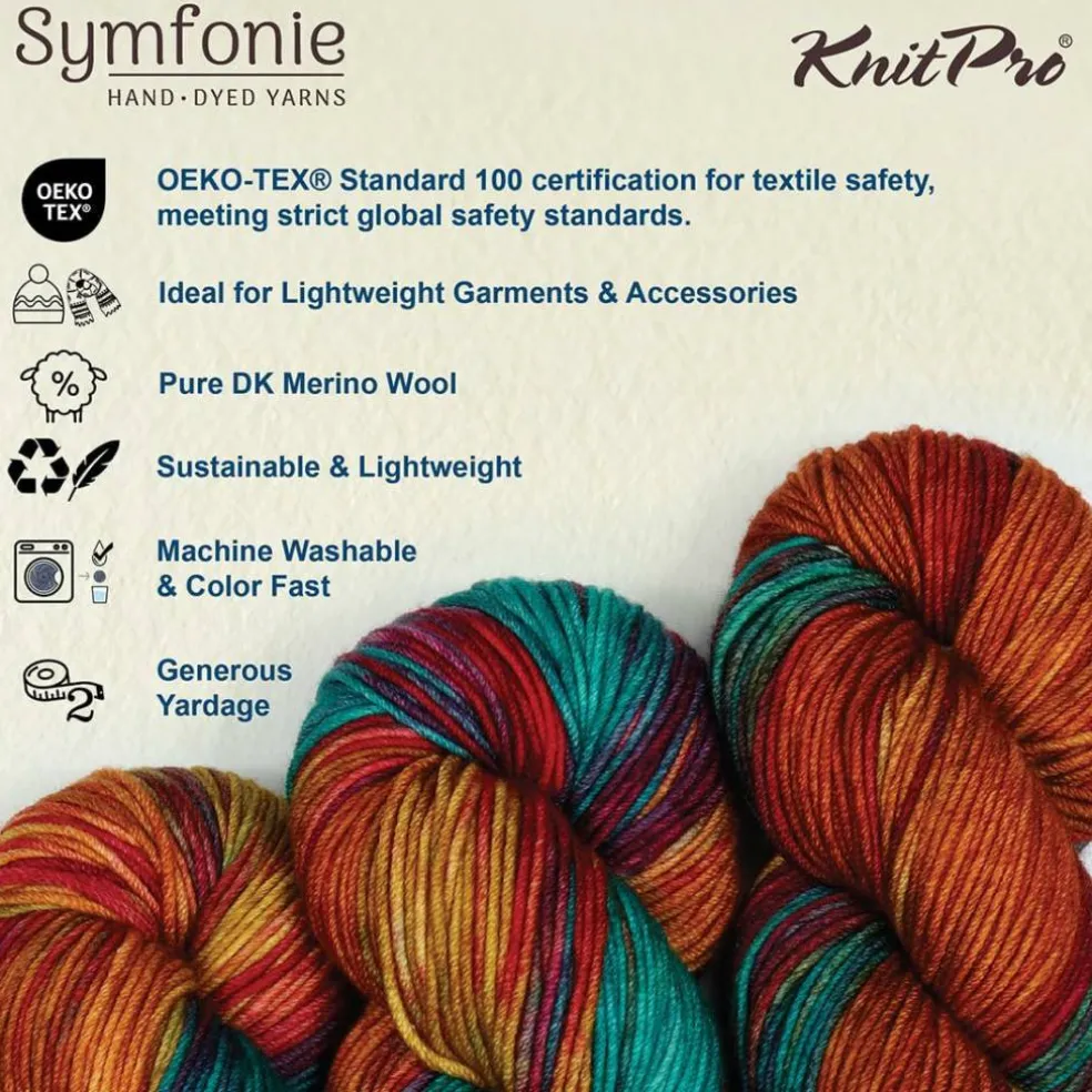 KnitPro Symfonie Premium Hand Dyed Yarn Merino Wool & Silk Blend| Luna