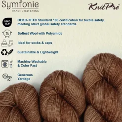 KnitPro Symfonie Premium Hand-Dyed Merino Wool & Polyamide Sock Yarns|Terra
