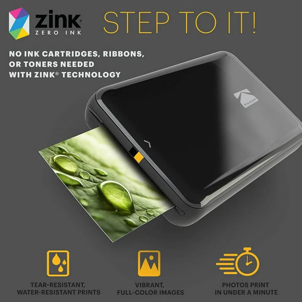 Kodak Step Mobile Instant Photo Printer 2x3" & Zink Photo Paper (75 Sheets) Bundle