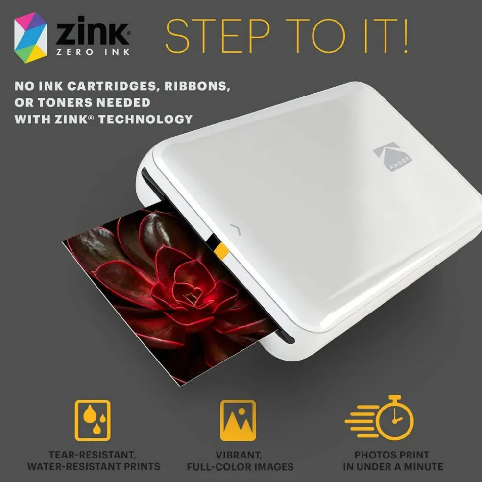 Kodak Step Mobile Instant Photo Printer 2x3" & Zink Photo Paper (75 Sheets) Bundle