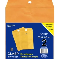 Kraft Clasp Envelopes 14x20 in, 2 Pack – 48 Units