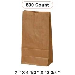 Kraft Packaging Bags 7'' x 4 1/2'' x 13 3/4''