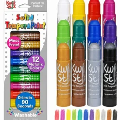Kwik Stix Solid Tempera Paint Sticks 12 Metallic Colors, Fast-Drying Mess-Free Kids Paint