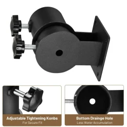 LAGarden Deck Umbrella Mount Holder Bracket Height Flexible for Patio Railing Balcony Courtyard Poolside Mobile Cart Black Flat