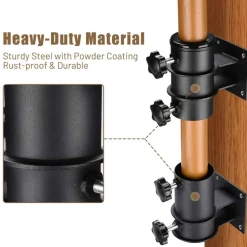 LAGarden Deck Umbrella Mount Holder Bracket Height Flexible for Patio Railing Balcony Courtyard Poolside Mobile Cart Black Flat