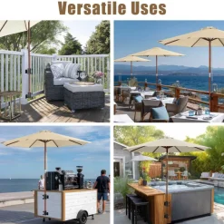 LAGarden Deck Umbrella Mount Holder Bracket Height Flexible for Patio Railing Balcony Courtyard Poolside Mobile Cart Black Flat