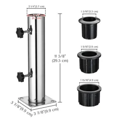 LAGarden Patio Umbrella Stand Stainless Steel Deck Mount Parasol Base for Granite Outdoor Railing Balcony Courtyard Poolside