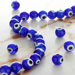 Lampwork Glass Round Evil Eye Beads, 8mm by Bead Landing™