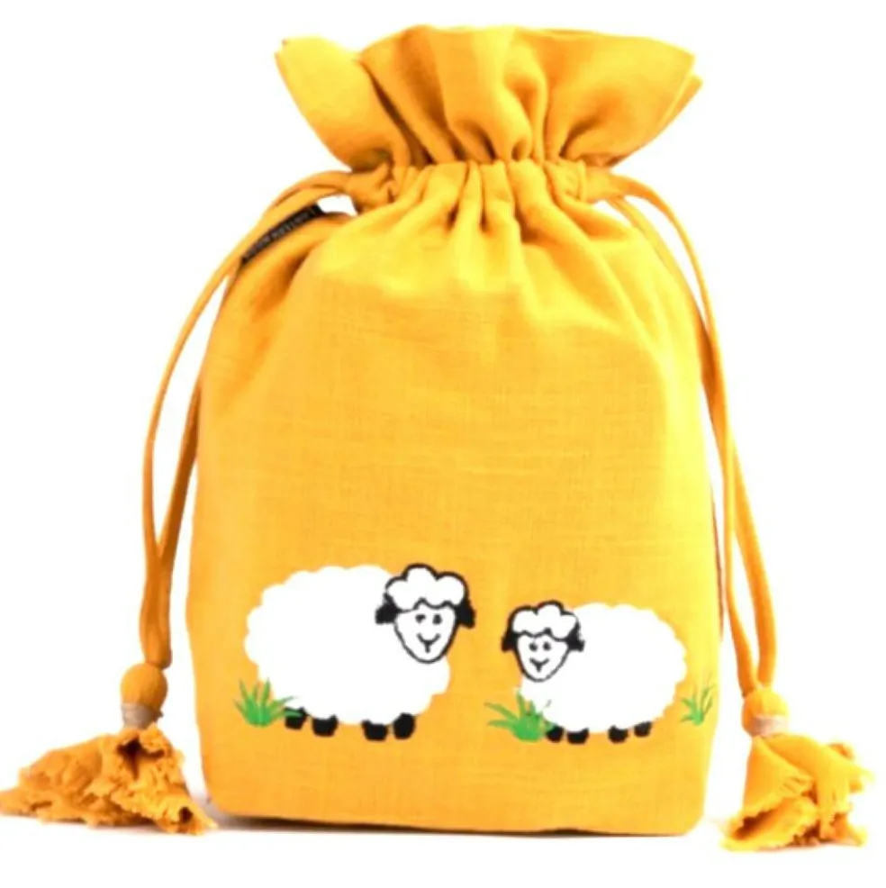 Lantern Moon Meadow Bag, White Sheep/Gold Back