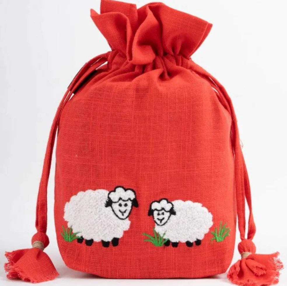 Lantern Moon Meadow Bag, White Sheep/Red Back