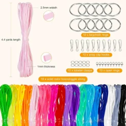 Lanyard String Craft Kit for Keychain & Friendship Bracelet Making – 18 Color Gimp Strings with Hooks, Clasps & Tools, DIY Boondoggle Craft Set for Adults, Family & Group Activities