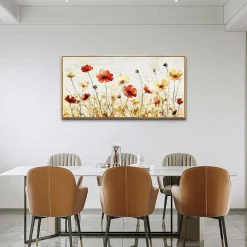 Large Abstract Flower Canvas Wall Art 20x40" – Framed & Ready to Hang, Modern Home Decor.