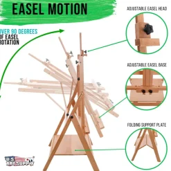 Large Adjustable H-Frame Multi-Purpose Studio Artist Easel - 88" High, Holds 59" Canvas - Sturdy Wooden Floor Painting Holder, Display Stand, designed as Painting Easel for Adults