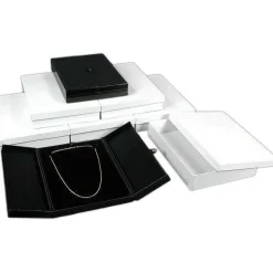 6 Large Black Necklace Snap Lid Gift Boxes Display Box