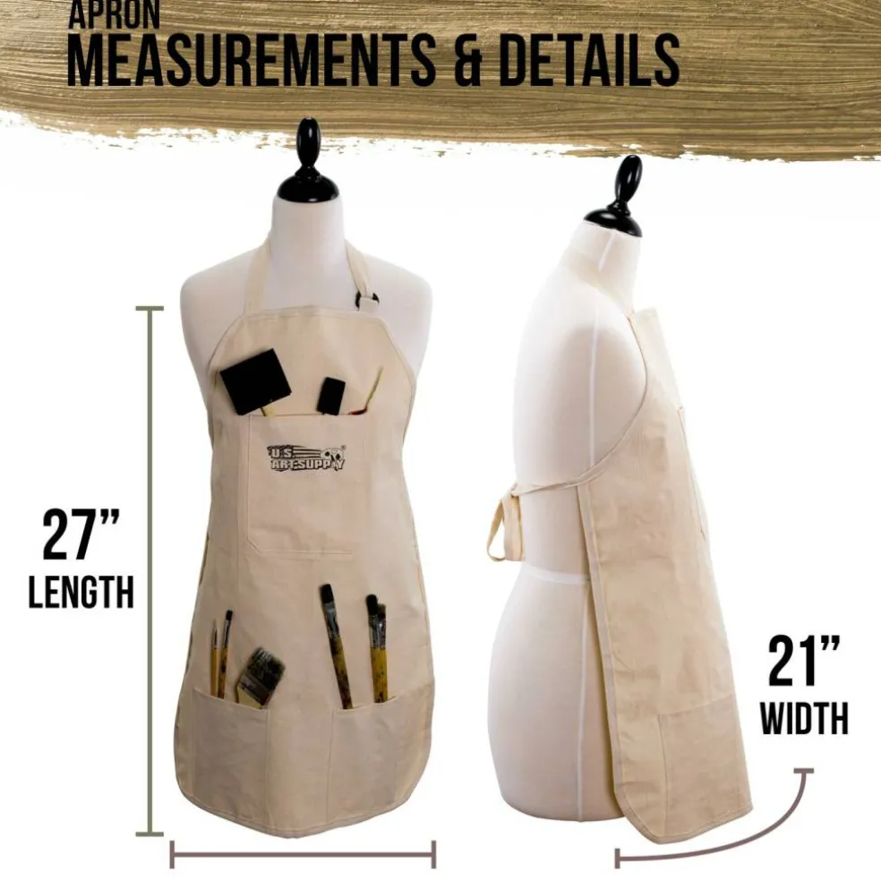Large Canvas Adjustable Artist Apron (Size: 27-1/2" x 21")