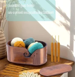 Large Oval Wooden Yarn Bowls For Knitting(wood)