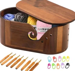Large Oval Wooden Yarn Bowls For Knitting(wood)