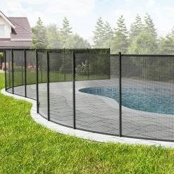 Large Removable Swimming Pool Fence with Aluminum Rod Frame, Durable Mesh Barrier and Installation Accessories for Family Safety