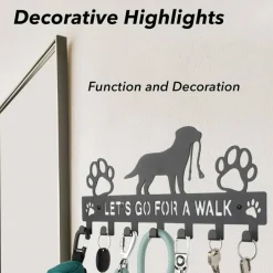 Large Size Keys Holder for Wall Mount,13.5"x6.2" Dog Leash Holder for Wall,Metal Keys Holder on Wall Decorative with 7 Hooks,Key Rack for Entryway,Front Door,Hallway,Home,Office