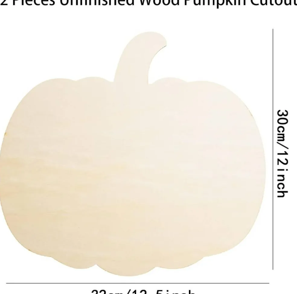 12 Large Wooden Pumpkin Cutouts – 12.5” Unfinished Pumpkin Shape Wood Blanks for DIY Crafting | Fall, Halloween & Thanksgiving Decorations | Blank Wood Pumpkins for Painting, Wood Burning & Party Decor Supplies