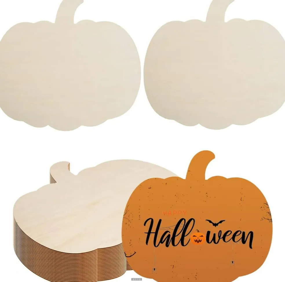 12 Large Wooden Pumpkin Cutouts – 12.5” Unfinished Pumpkin Shape Wood Blanks for DIY Crafting | Fall, Halloween & Thanksgiving Decorations | Blank Wood Pumpkins for Painting, Wood Burning & Party Decor Supplies