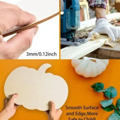 12 Large Wooden Pumpkin Cutouts – 12.5” Unfinished Pumpkin Shape Wood Blanks for DIY Crafting | Fall, Halloween & Thanksgiving Decorations | Blank Wood Pumpkins for Painting, Wood Burning & Party Decor Supplies