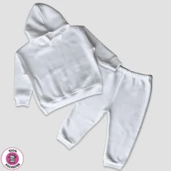 Laughing Giraffe ® Toddler Hooded Sweatsuit Set WHITE Fleece Lined Sweatshirt + Jogger Pants