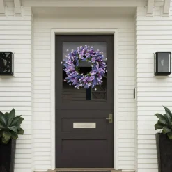 Lavender Wreath for Front Door 22 Inch - Purple Daisy Summer Artificial Wild Flower Greenery Leaves for All Seasons - Farmhouse Home Wall Indoor Outdoor Window Decor