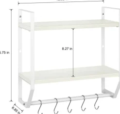 2-Layer Wall Mounted Rustic Shelves with Iron Towel Bar