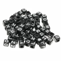 1/2lb. Black Square Alphabet Beads by Creatology™, 6.5mm