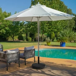 50 LBS Patio Wicker Style Resin Umbrella Base Stand Heavy Duty with Wheels