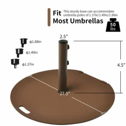 50 lbs Umbrella Base Stand with Wheels for Patio