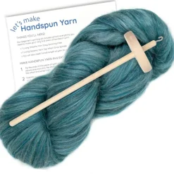 LEARN TO SPIN - Beginner's Spinning Kit with Drop Spindle and Merino/Silk Pencil Roving. Choose your color. Great gift idea