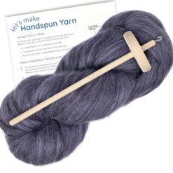 LEARN TO SPIN - Beginner's Spinning Kit with Drop Spindle and Merino/Silk Pencil Roving. Choose your color. Great gift idea