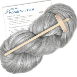 LEARN TO SPIN - Beginner's Spinning Kit with Drop Spindle and Merino/Silk Pencil Roving. Choose your color. Great gift idea