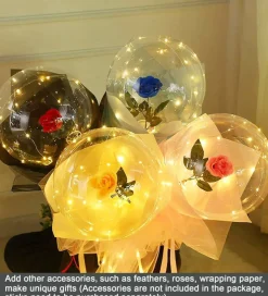 LED Bobo Balloons 10 Pack, 20 Inch Clear Light Up Bubble Balloons with String Lights – Helium Glow Balloons for Wedding, Birthday, Halloween, Christmas & Party Decorations