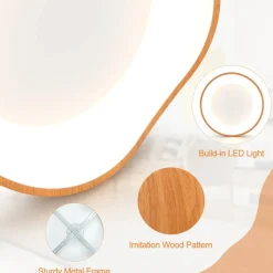LED Ceiling Light 24W Wood Pattern with Metal Frame for Home Office Hallway