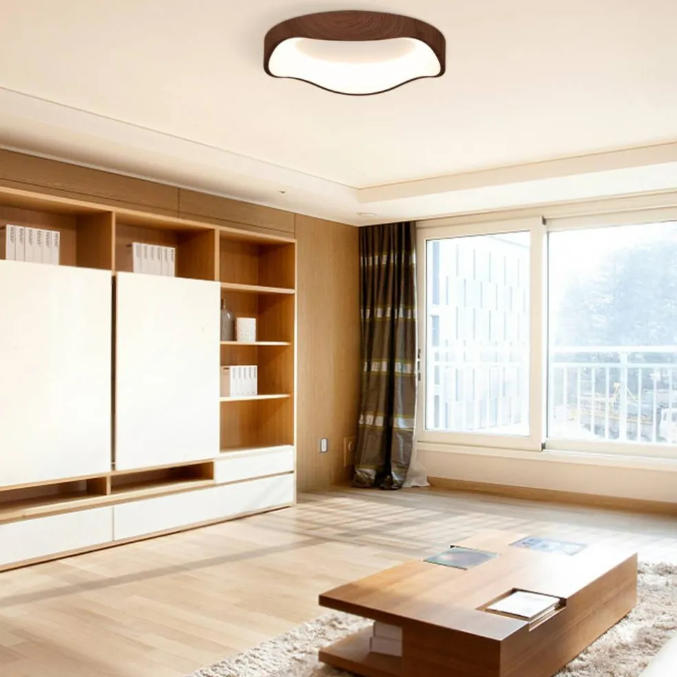 LED Ceiling Light 24W Wood Pattern with Metal Frame for Home Office Hallway