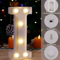 LED Light Up Letters, 26 Alphabet Marquee Letter Lights Sign - Letter I