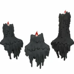 LED Light-Up Melting Black Halloween Candles – Battery-Operated Set of 3