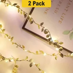 20 LED Plant Vine Fairy Lights Battery Green Leaf String Accent
