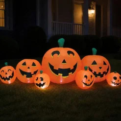 102" LED Pumpkin Patch Halloween Inflatable – 7 Connected Jack-O'-Lanterns