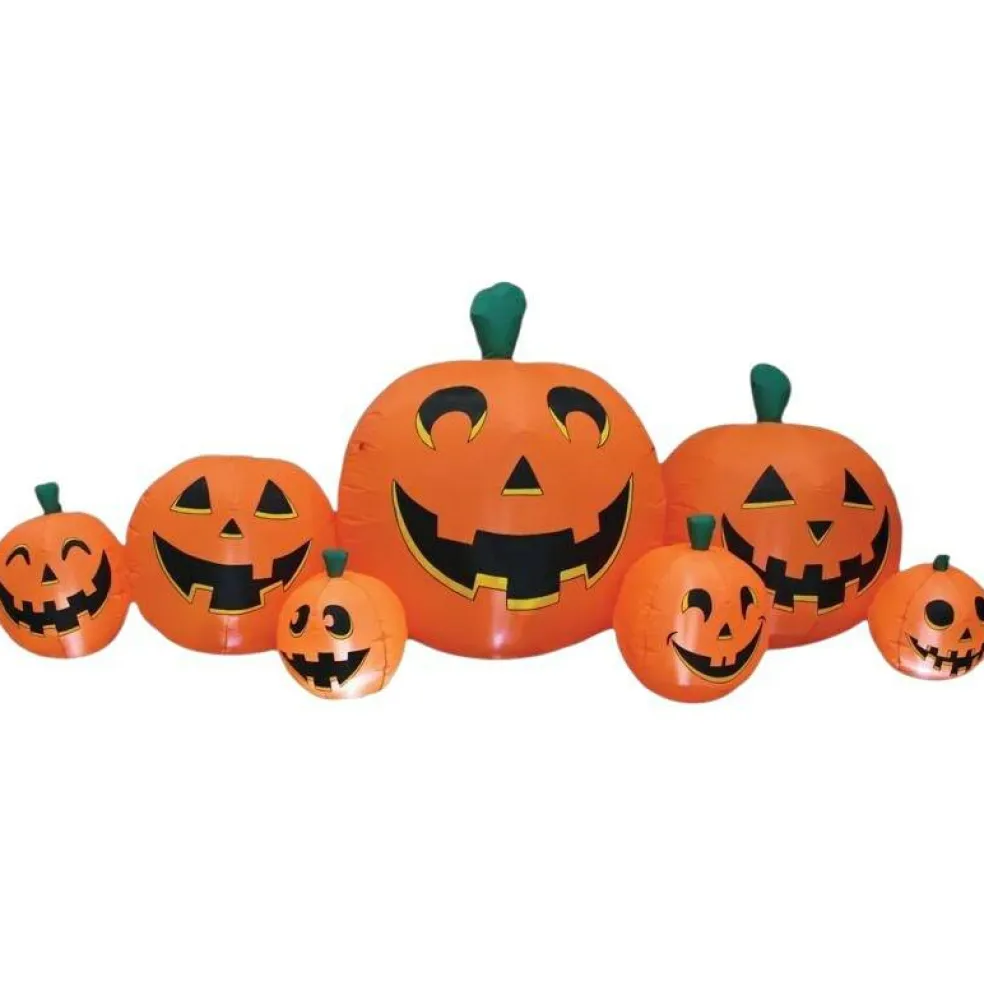 102" LED Pumpkin Patch Halloween Inflatable – 7 Connected Jack-O'-Lanterns