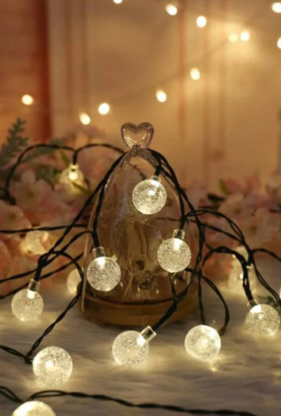 60 LED Solar Bubble String Lights 42ft Waterproof 8 Modes
