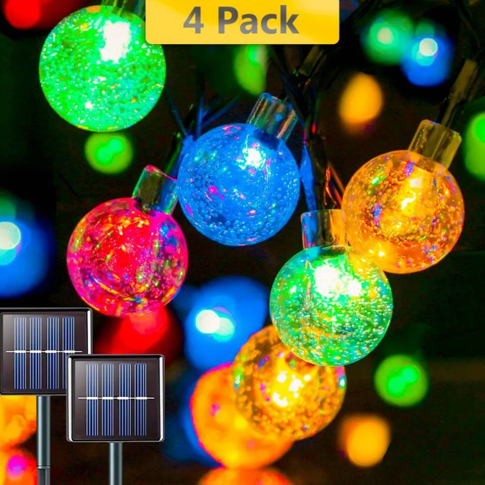60 LED Solar Bubble String Lights 42ft Waterproof with 8 Modes