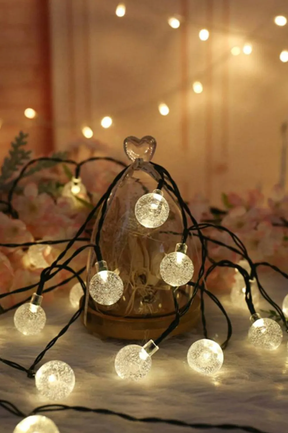 60 LED Solar Bubble String Lights 42ft Waterproof with 8 Modes
