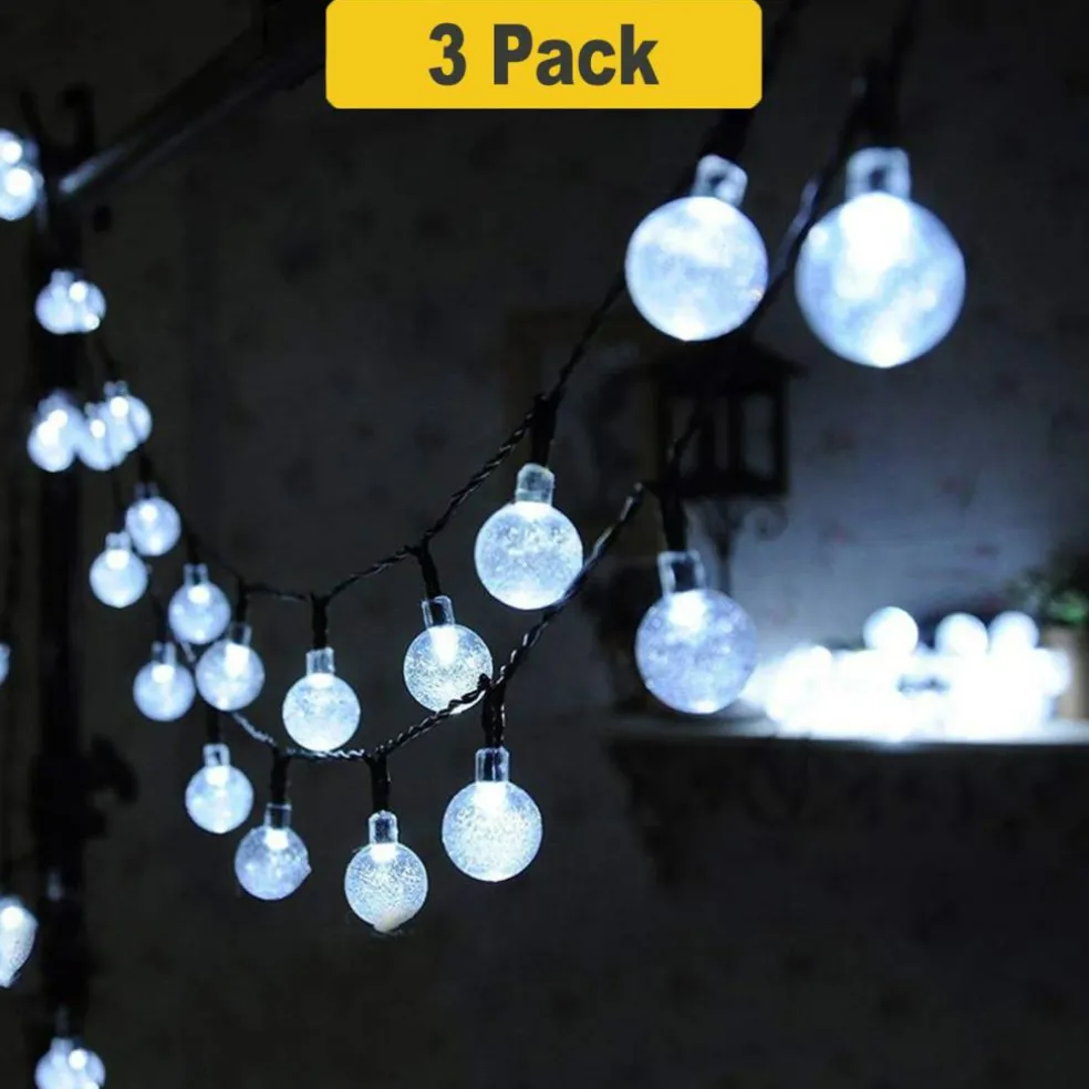 30 LED Solar Power Bubble String Lights 8 Mode 21 Feet Long