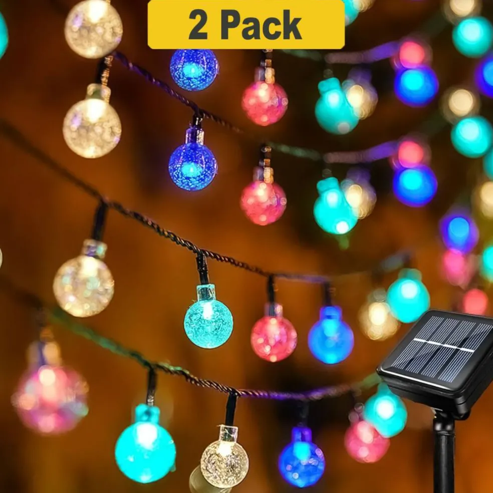30 LED Solar Power Bubble String Lights 8 Mode 21 Feet Long
